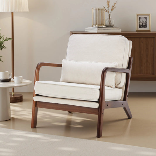 JHK Mid Century Modern Armchair With Wooden Frame For Home
