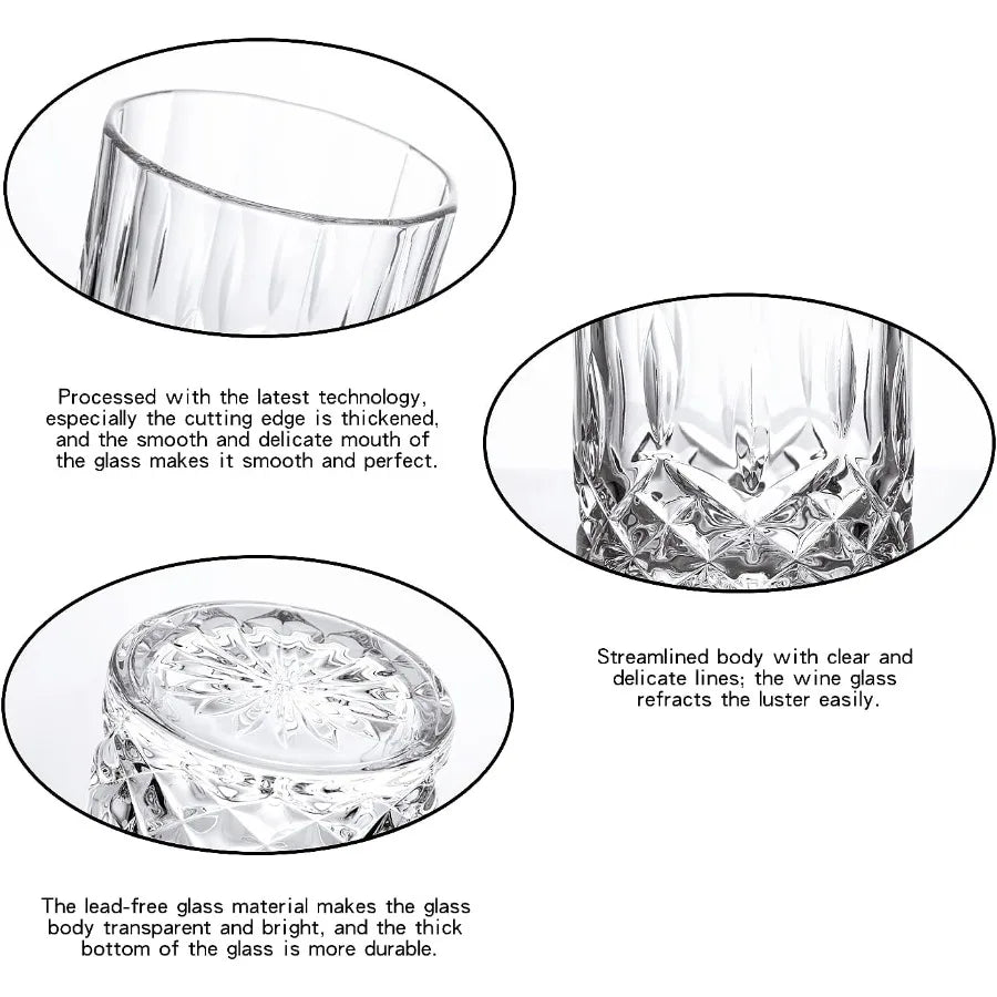Whiskey Glasses Set of 4 Lead Free Crystal Rock Glasses
