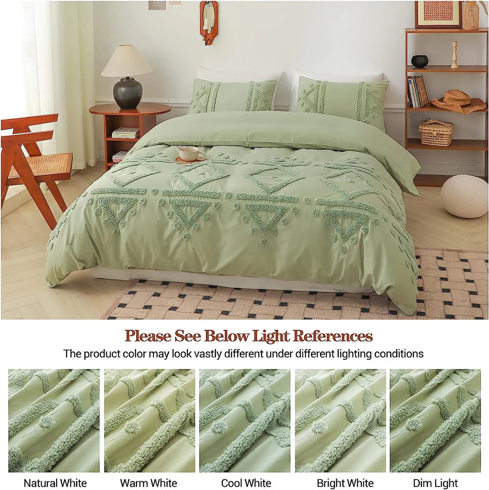 Simple Opulence 3-Piece 100% Cotton Bedding Set Duvet Cover Shams
