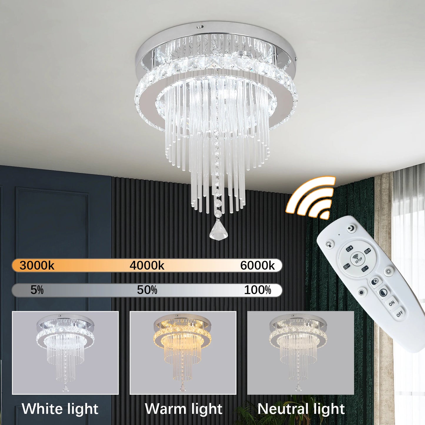 DECKRICO Drop Crystal Pendant Light Chandelier