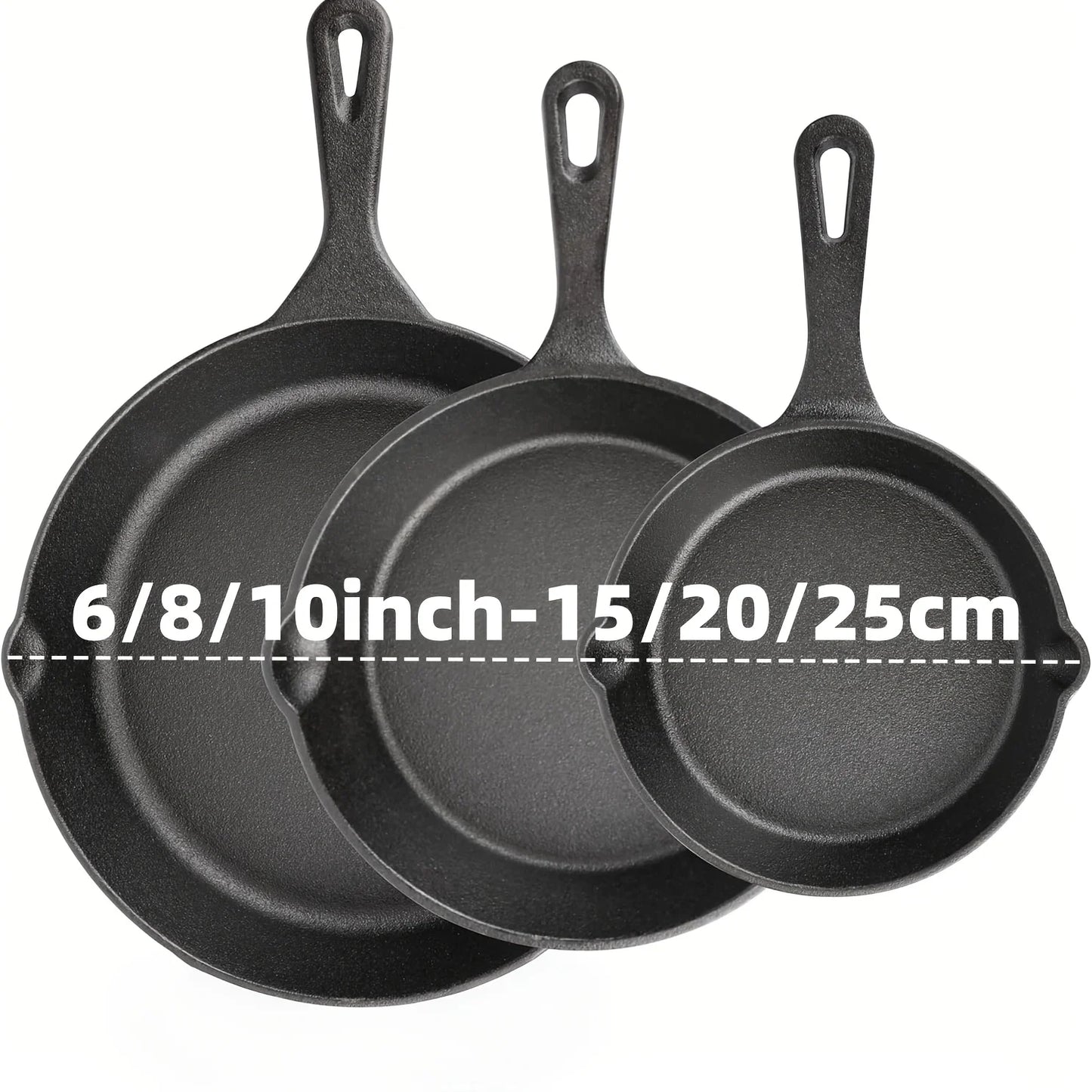 Cast Iron Skillet Set Pre-Seasoned Heavy-Duty Pans