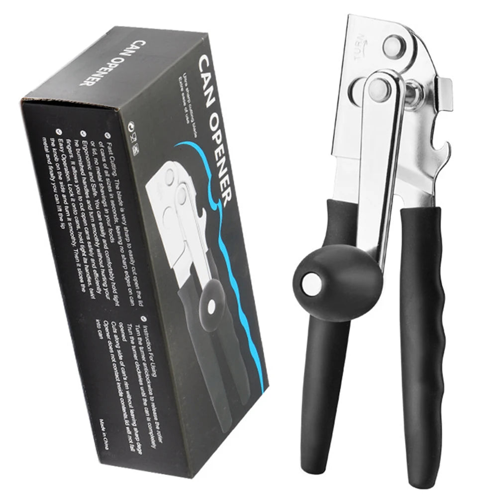 Stainless Steel Can Opener With Soft Ergonomic Handle