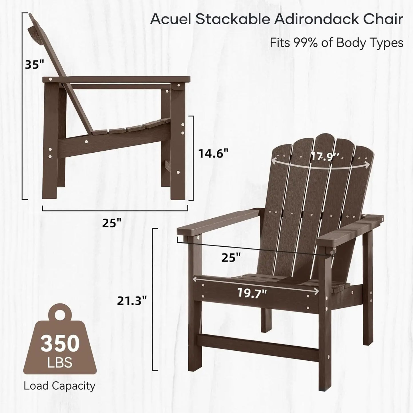 Stackable Adirondack Chairs for Patio Weather Resistant Poly Lumber
