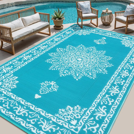 Waterproof Outdoor Rug Reversible UV Resistant Patio Carpet For Deck