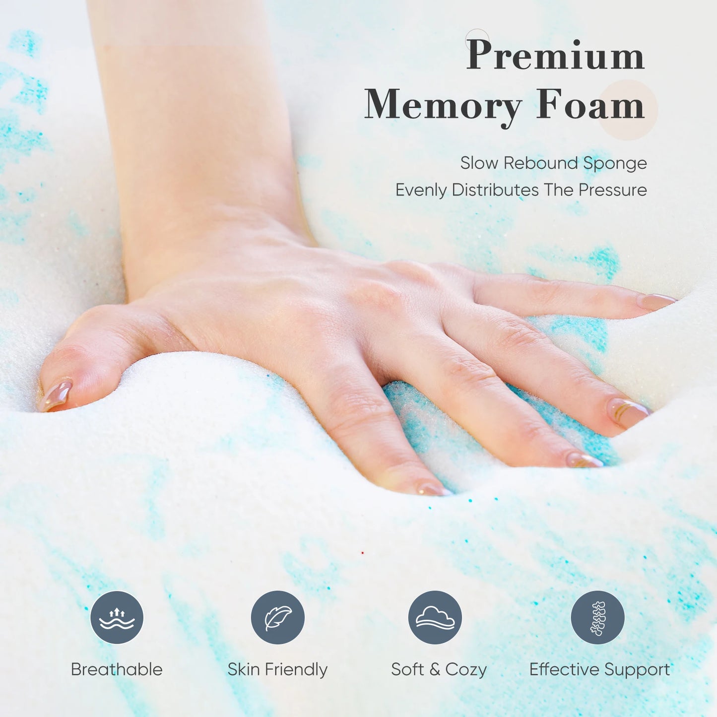 JHK Gel Memory Foam Mattress Topper Cooling For Bedroom Comfort