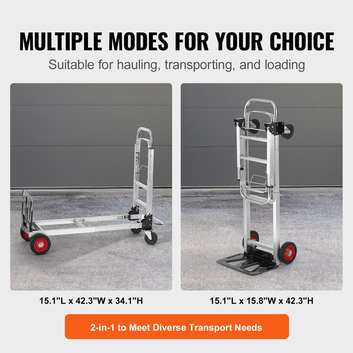 SucceBuy Folding Hand Truck 400 Pound Capacity With Wheels