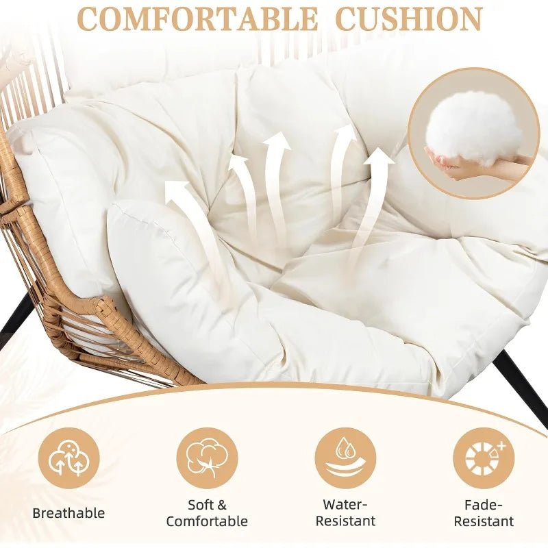PE Rattan Wicker Egg Chair With Cushion Outdoor Patio