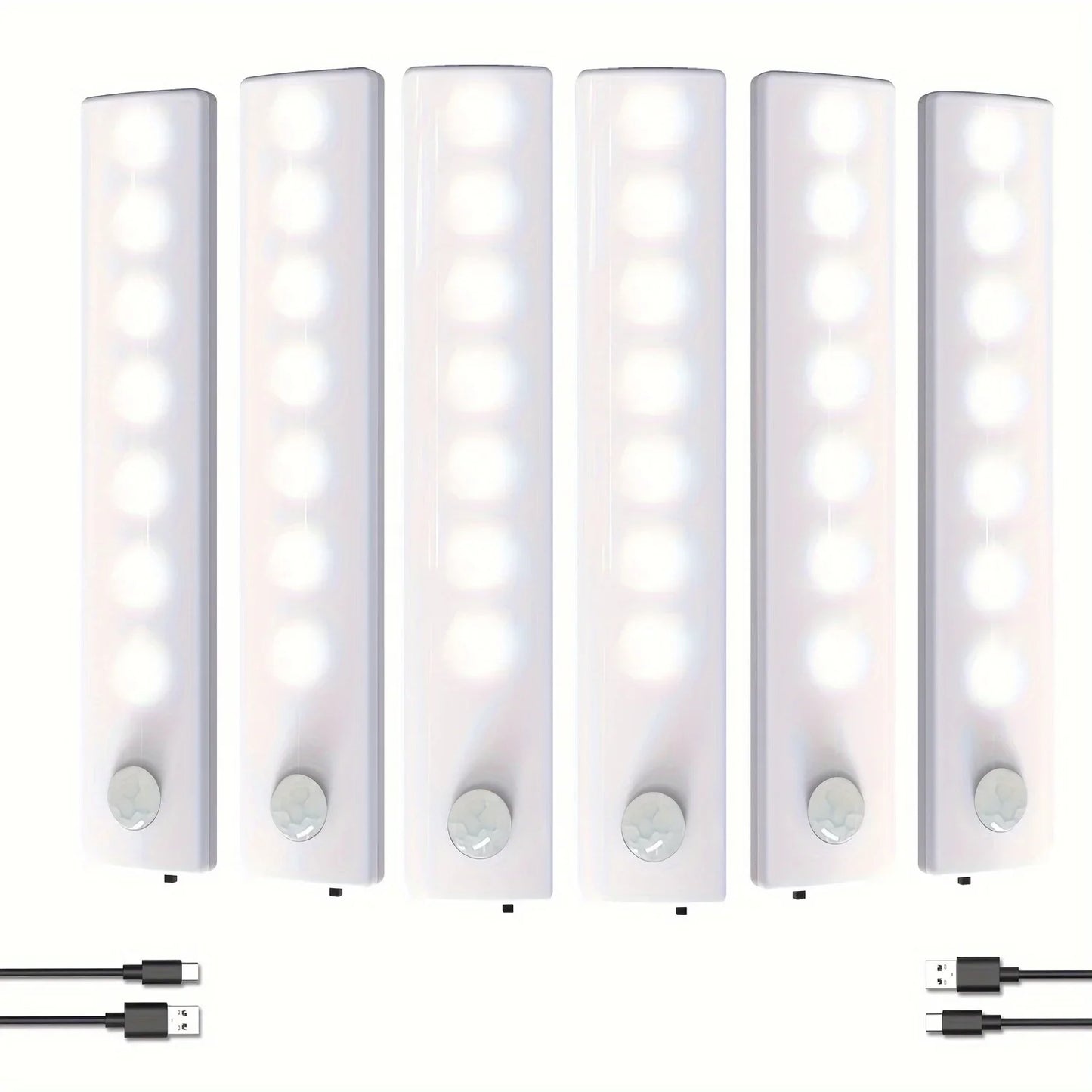 Anmeery Motion Sensor Under Cabinet Lights 6 Pack USB C Rechargeable