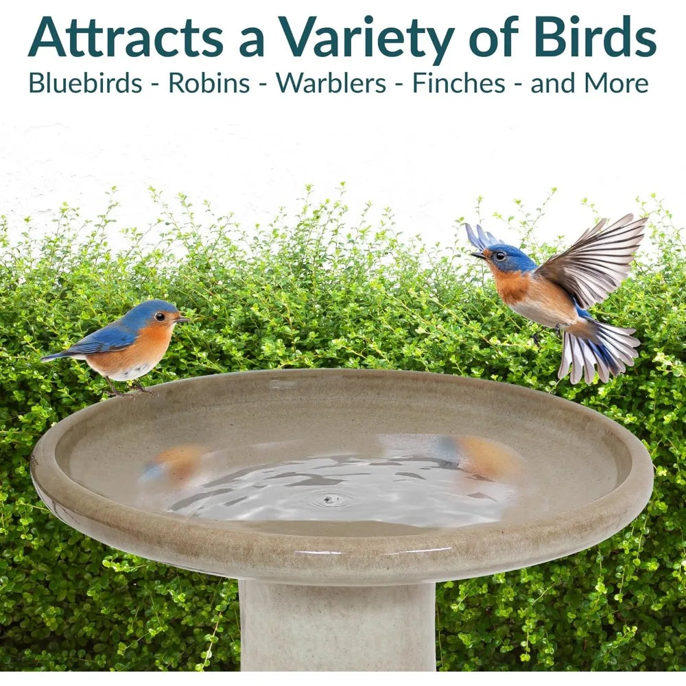 Sunnydaze Ceramic Bird Bath Outdoor Hand Painted