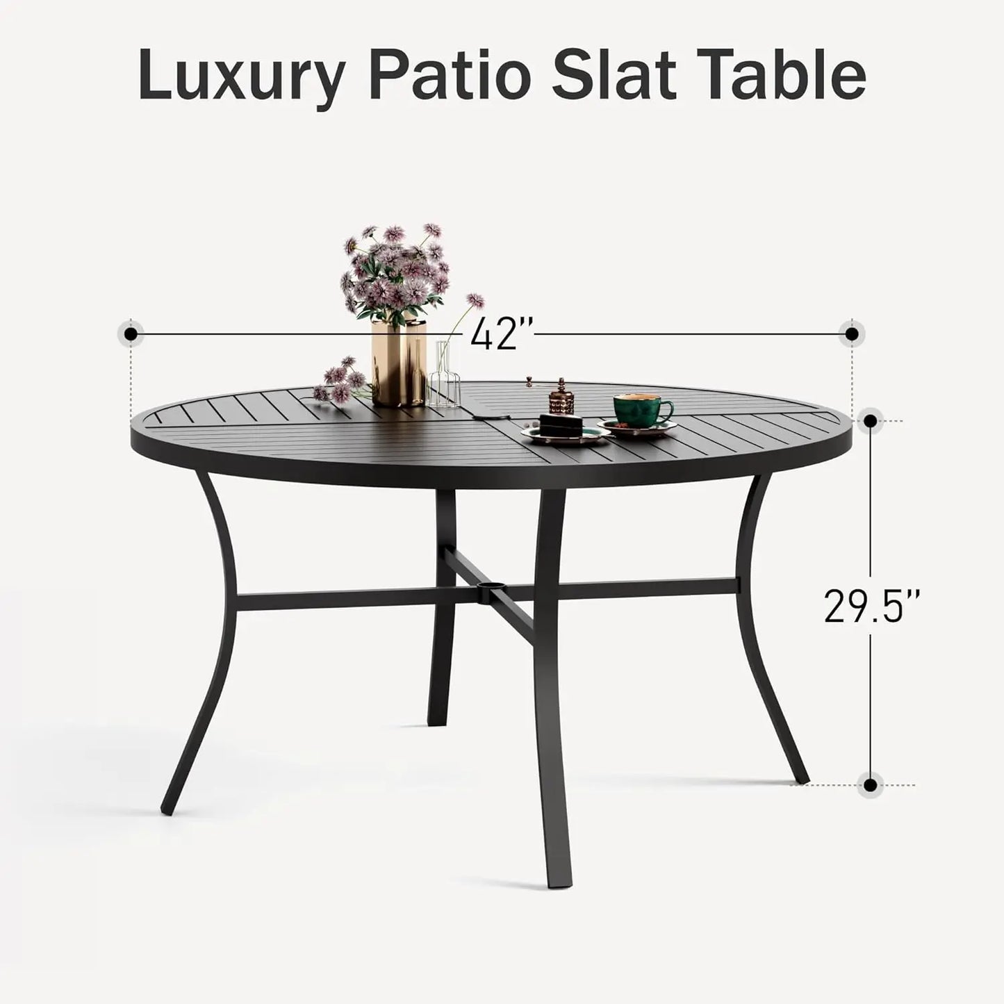 Outdoor Round Patio Dining Table All Weather Metal