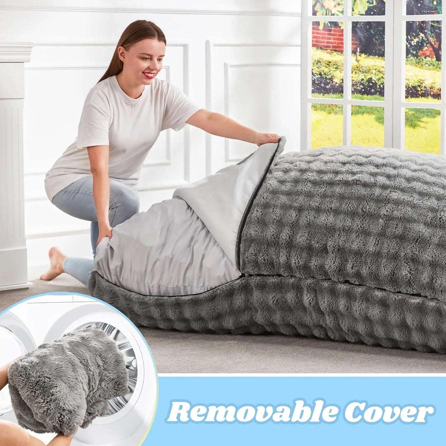 Memory Foam Bean Bag Chair With Washable Cover