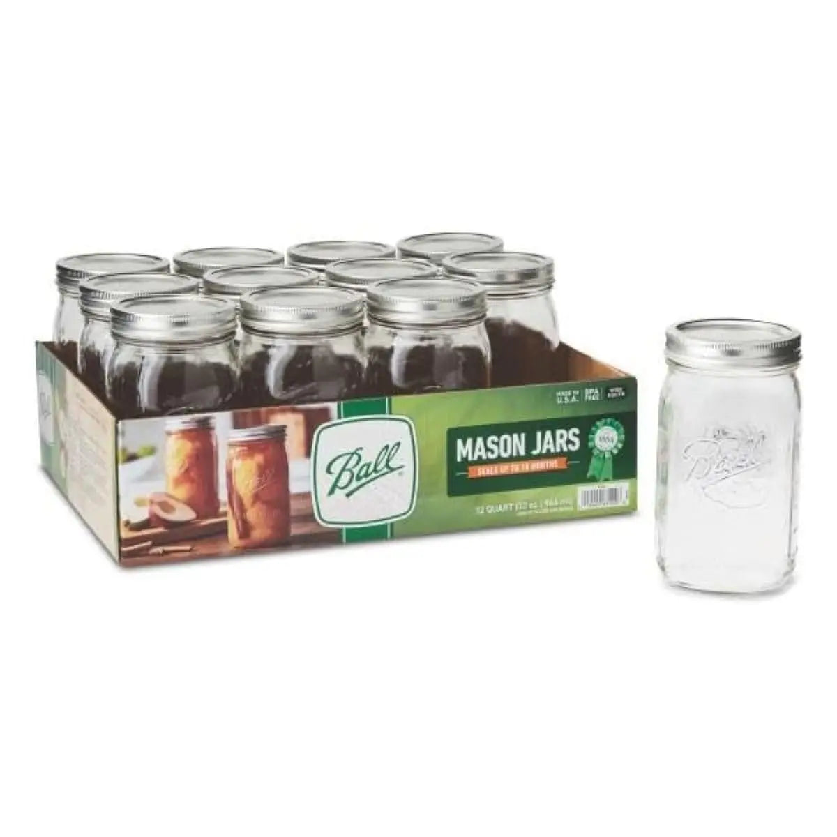 Wide Mouth Mason Jars 12-Pack With Airtight Lids For Storage