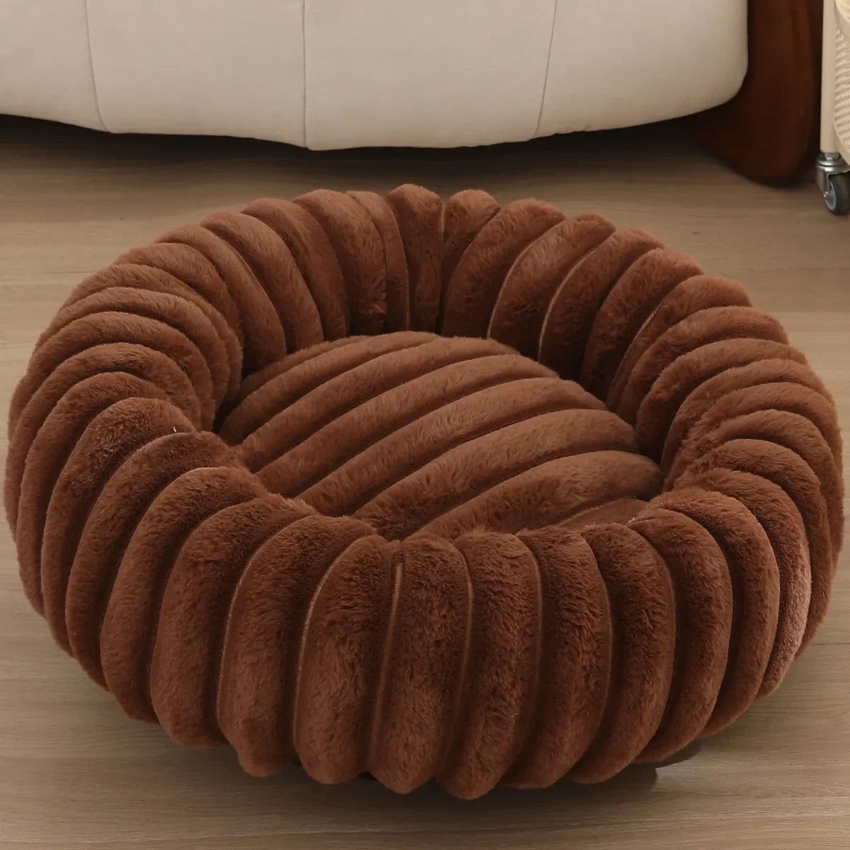 NONECN Round Pet Bed for Dogs and Cats Plush Winter