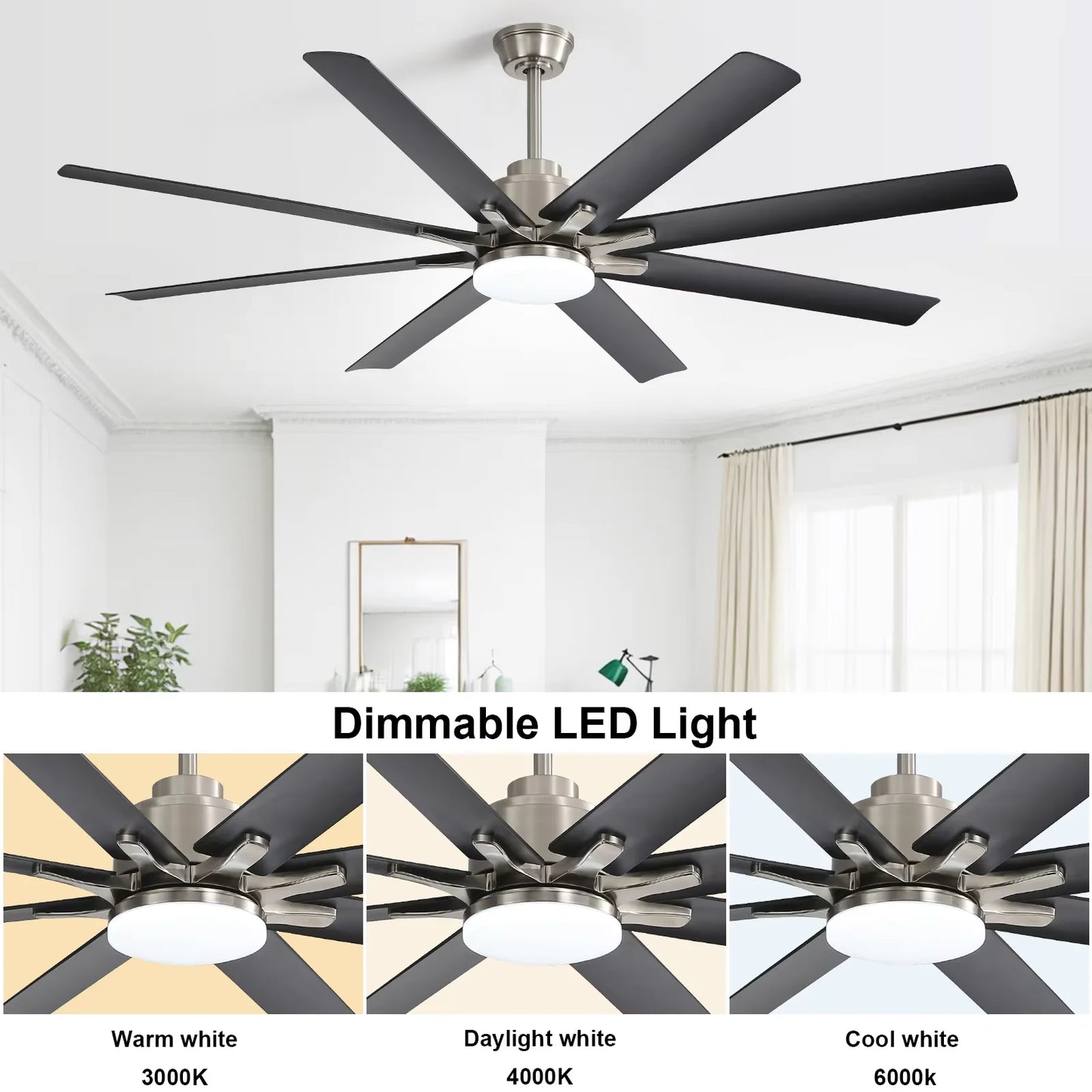Sofucor Modern Ceiling Fan With LED DC And Remote Control
