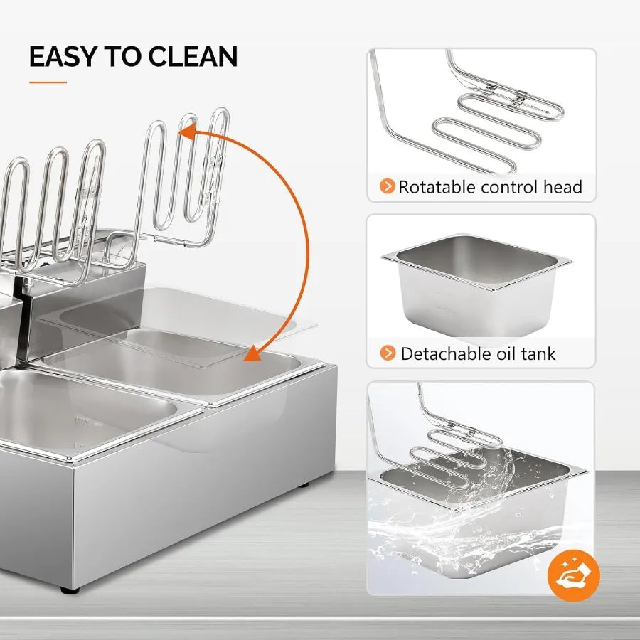 XMSJ 3400W Commercial Deep Fryer With Basket And Lid