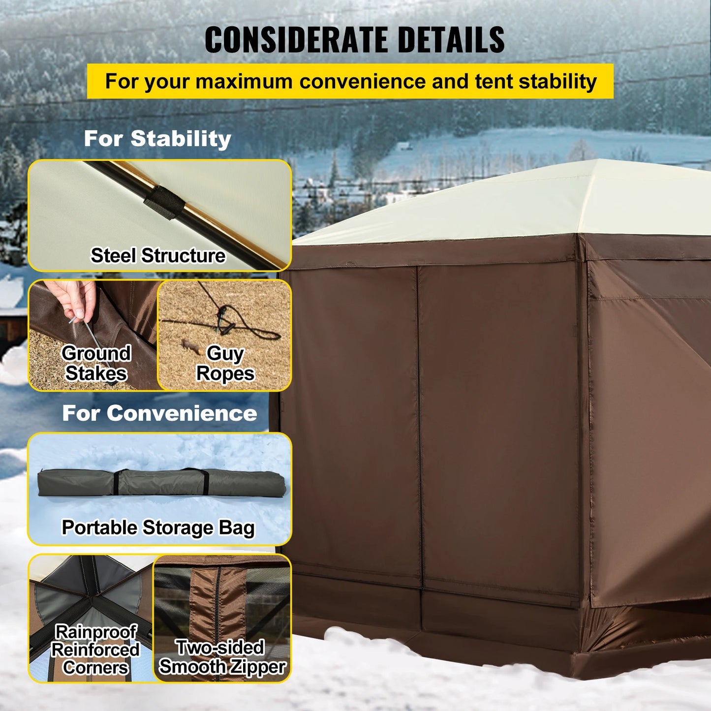 SucceBuy Pop Up Camping Gazebo Canopy Shelter Six Sided