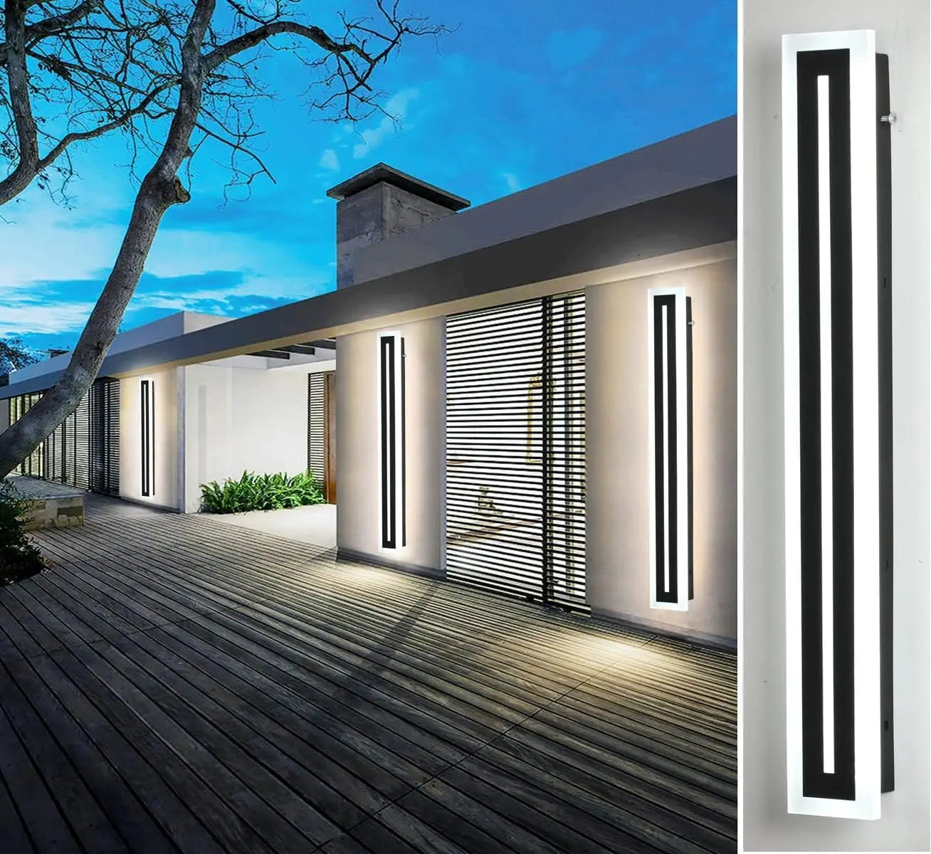 Outdoor Long LED Wall Light Strip Sconce IP67 Frosted Acrylic