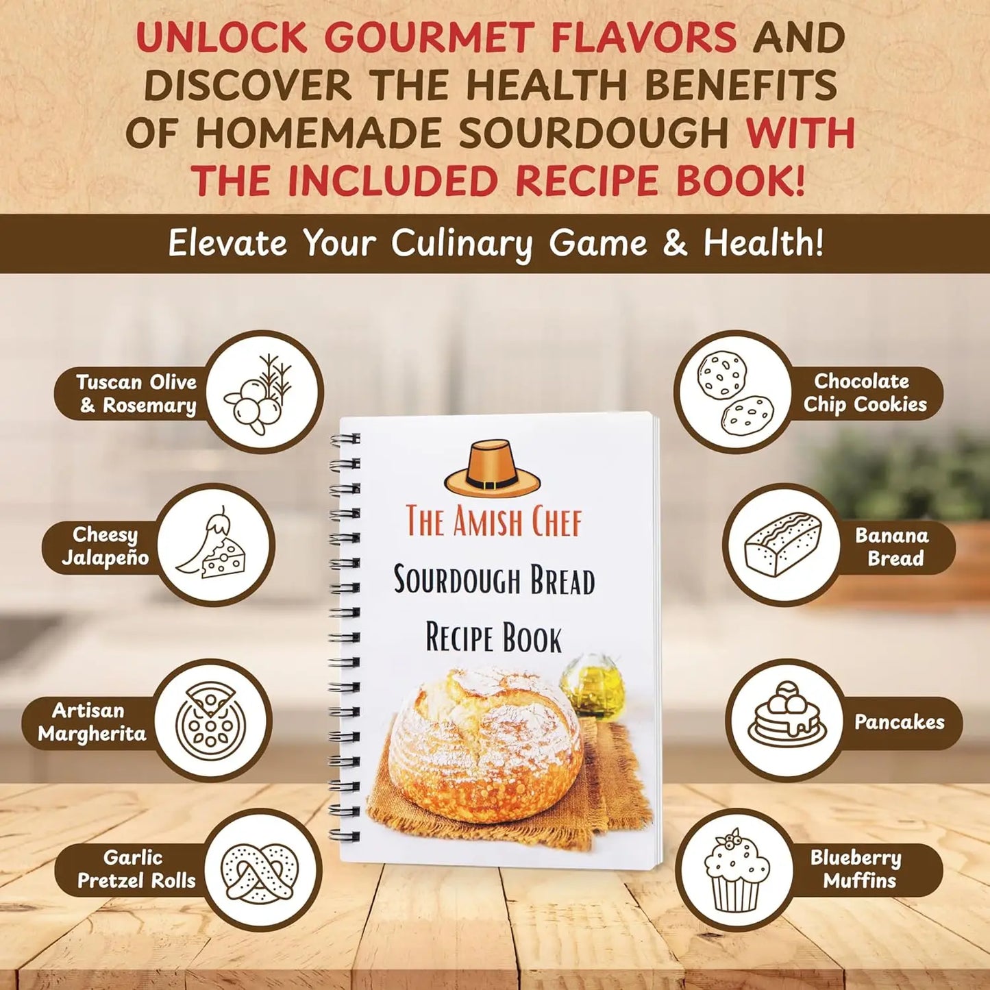 Sourdough Bread Starter Kit With Glass Jar And Baking Tools