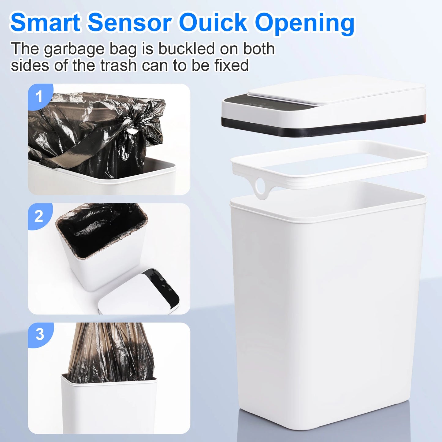 NONECN 2 Pack Touchless Motion Sensor Slim Bathroom Trash Cans