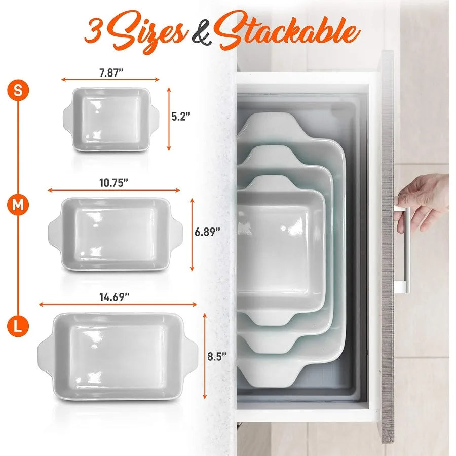 3-Piece Nonstick Ceramic Bakeware Set PFOA PFOS PTFE-Free Oven Safe