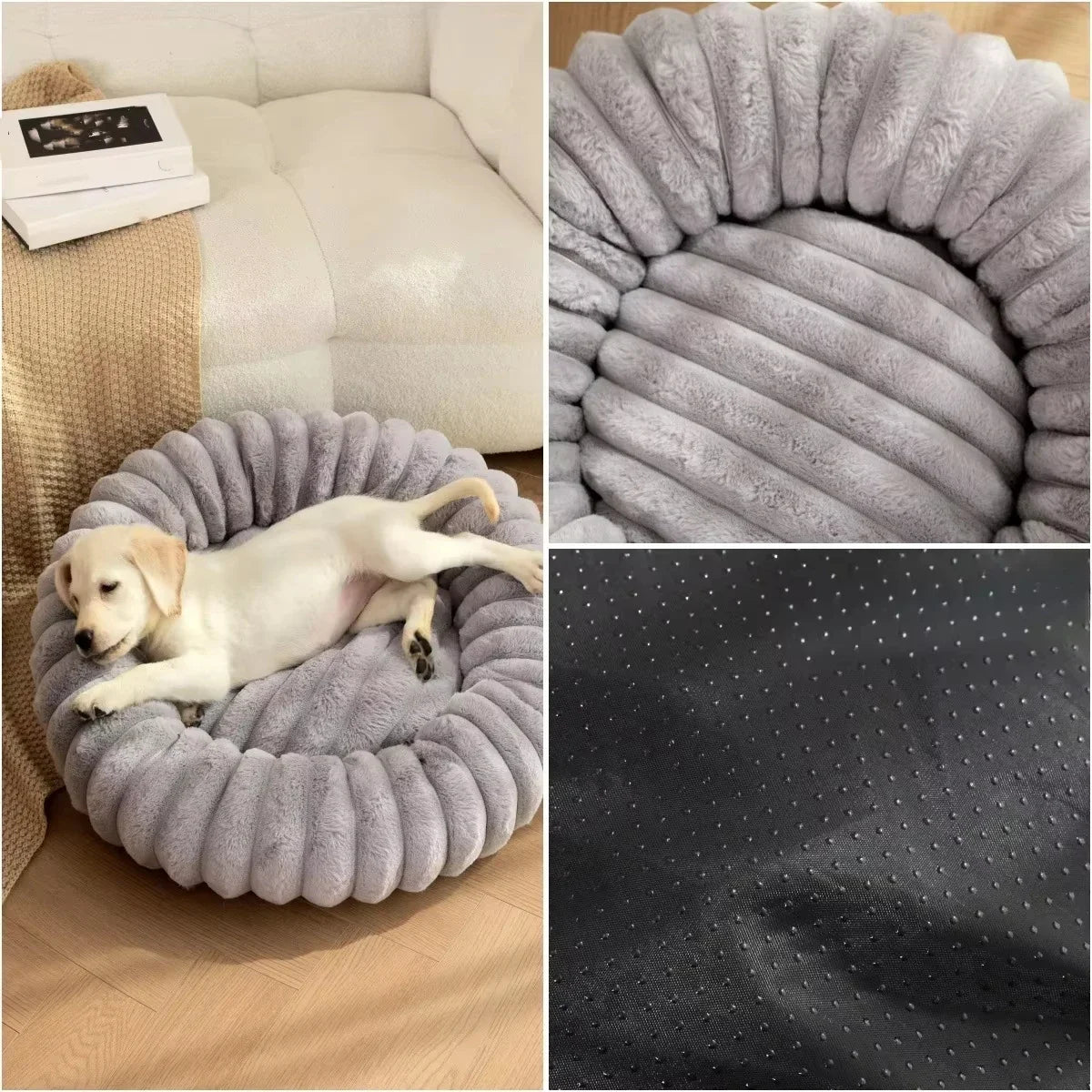 NONECN Round Pet Bed for Dogs and Cats Plush Winter