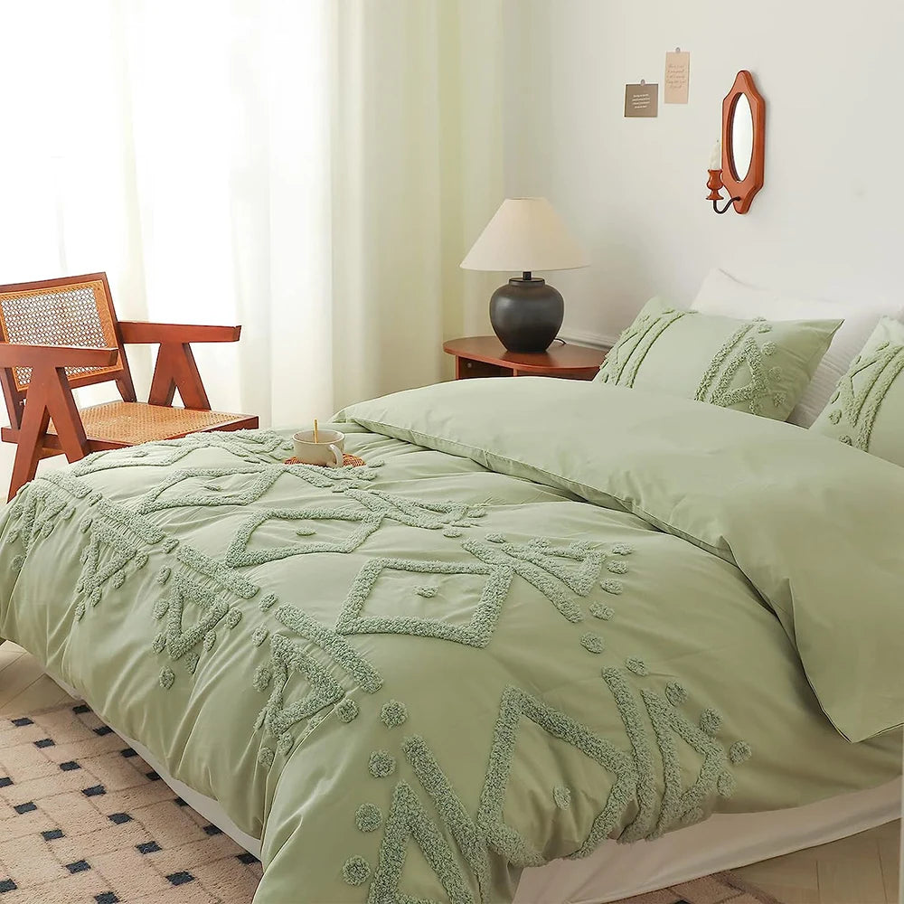 Simple Opulence 3-Piece 100% Cotton Bedding Set Duvet Cover Shams