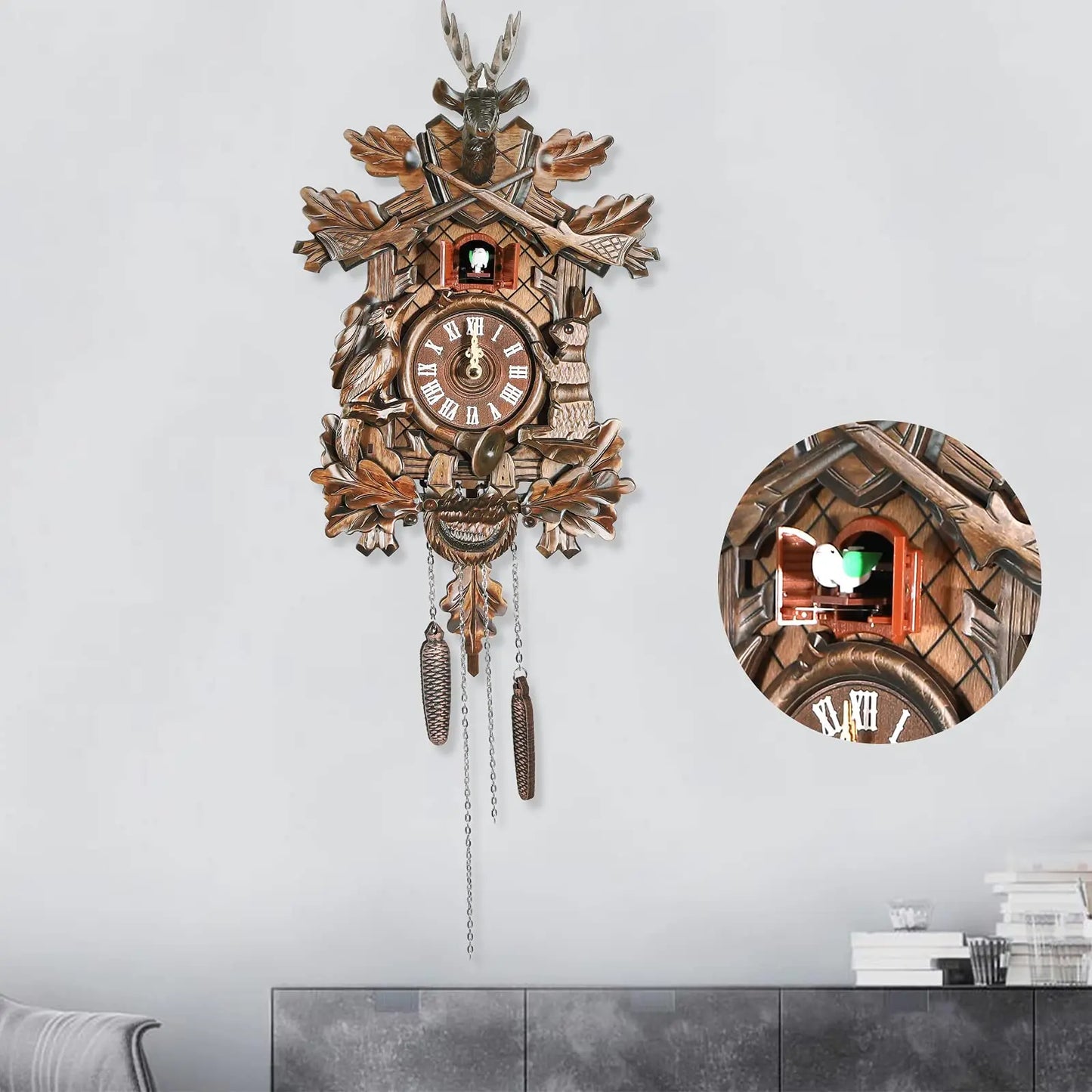 Black Forest Cuckoo Wall Clock Traditional German Style For Living Room Gift