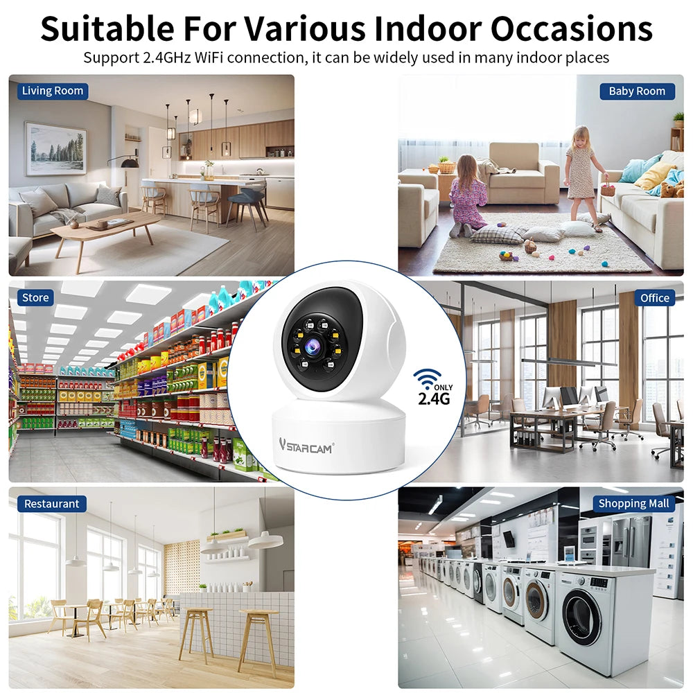 Vstarcam Indoor Security Camera 360 Degree Coverage With Night Vision