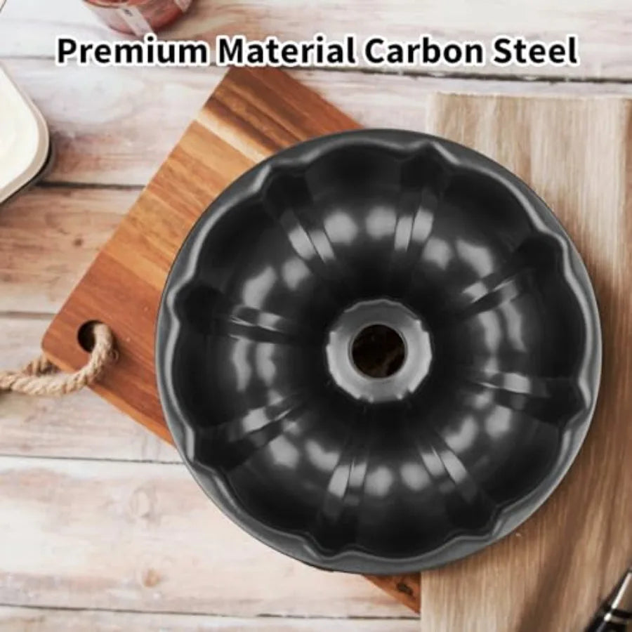 SHXI Nonstick Cake Pan Heavy Duty Carbon Steel Fluted Pan