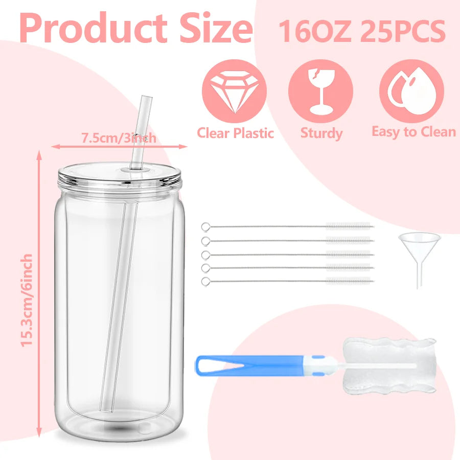 Double Wall Plastic Water Bottles 25 Pack