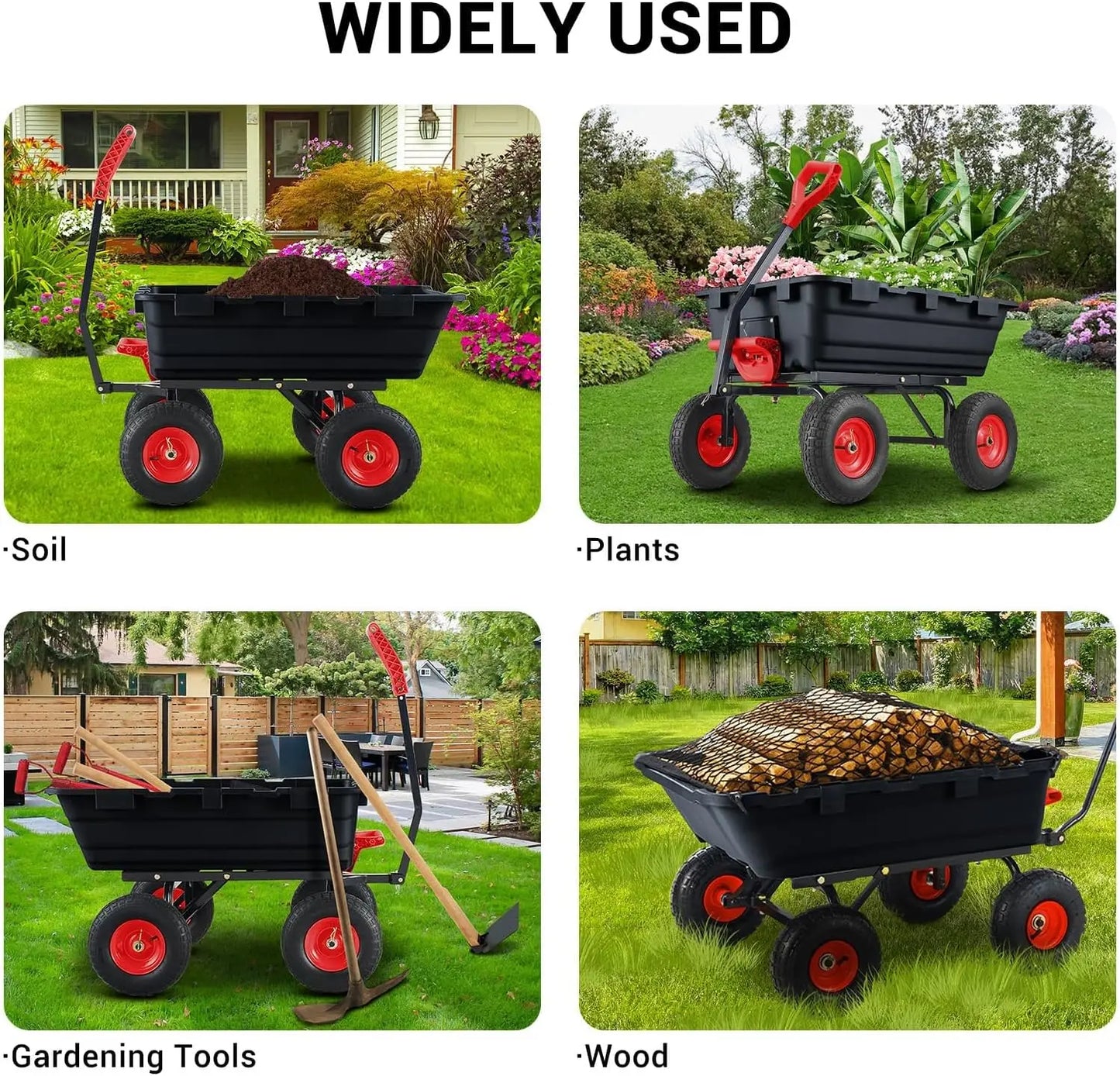 Garden Dump Cart Wheelbarrow Utility Wagon With Quick Release