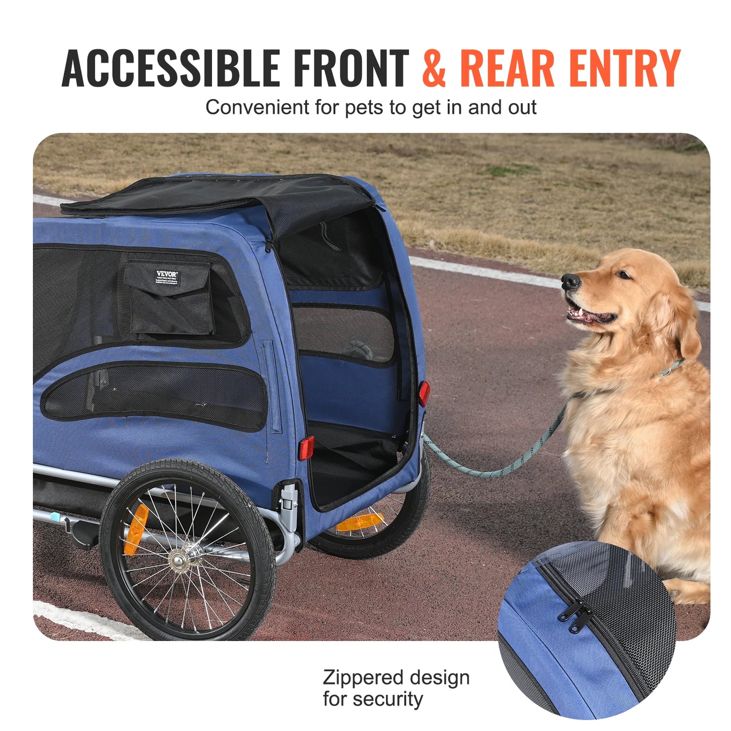 SucceBuy Pet Bike Trailer Carrier For Dogs With Reflectors