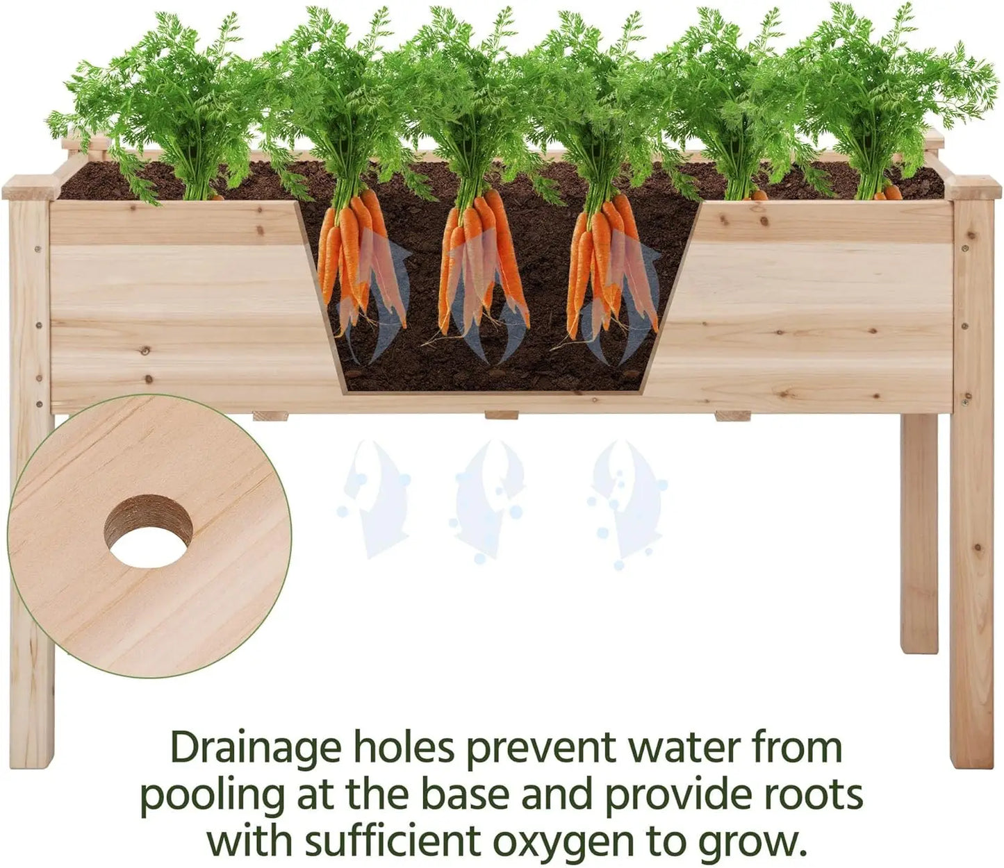 Elevated Wooden Planter Box With Legs For Outdoor Gardening