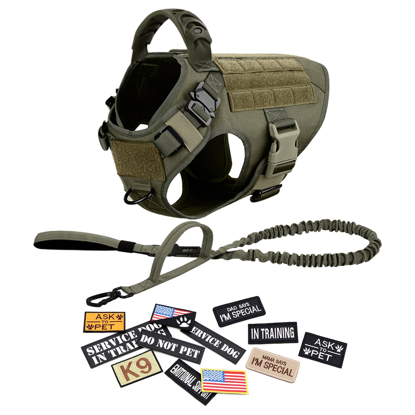 PETRAVELCN Military Dog Harness Vest Set For Malinois Training