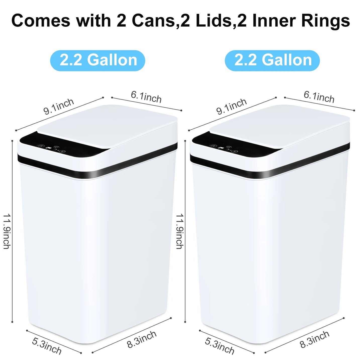 NONECN 2 Pack Touchless Motion Sensor Slim Bathroom Trash Cans