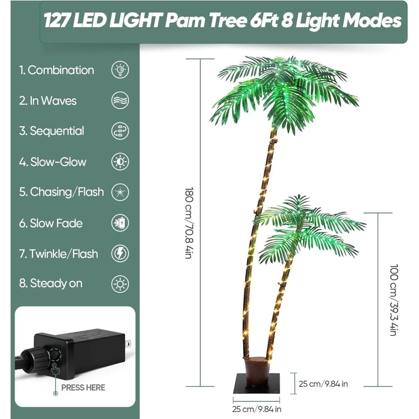 Lighted Palm Tree Solar Garden Decor With LED Lights