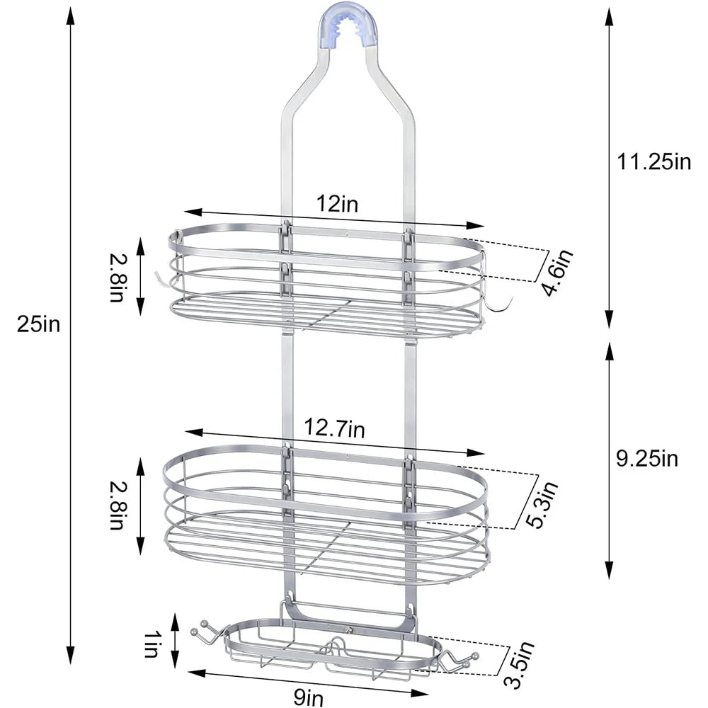 Overhead Shower Caddy Rack With Hooks And Soap Holder