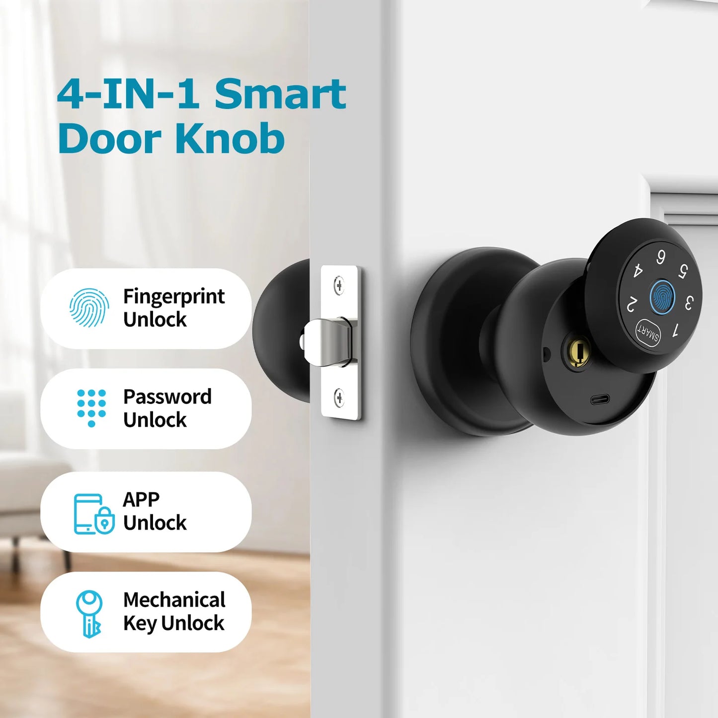 Viladepot Ball Shaped Smart Lock With Fingerprint Bluetooth