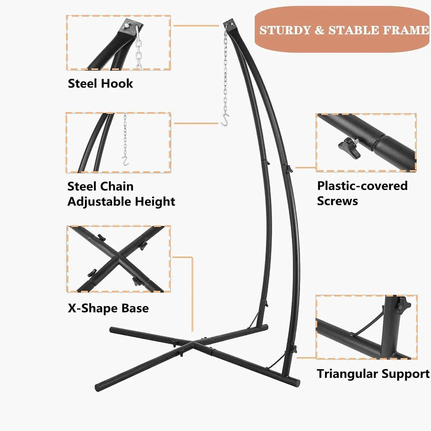 Homfa Hammock Chair Stand and Swing Chair With Led Lights