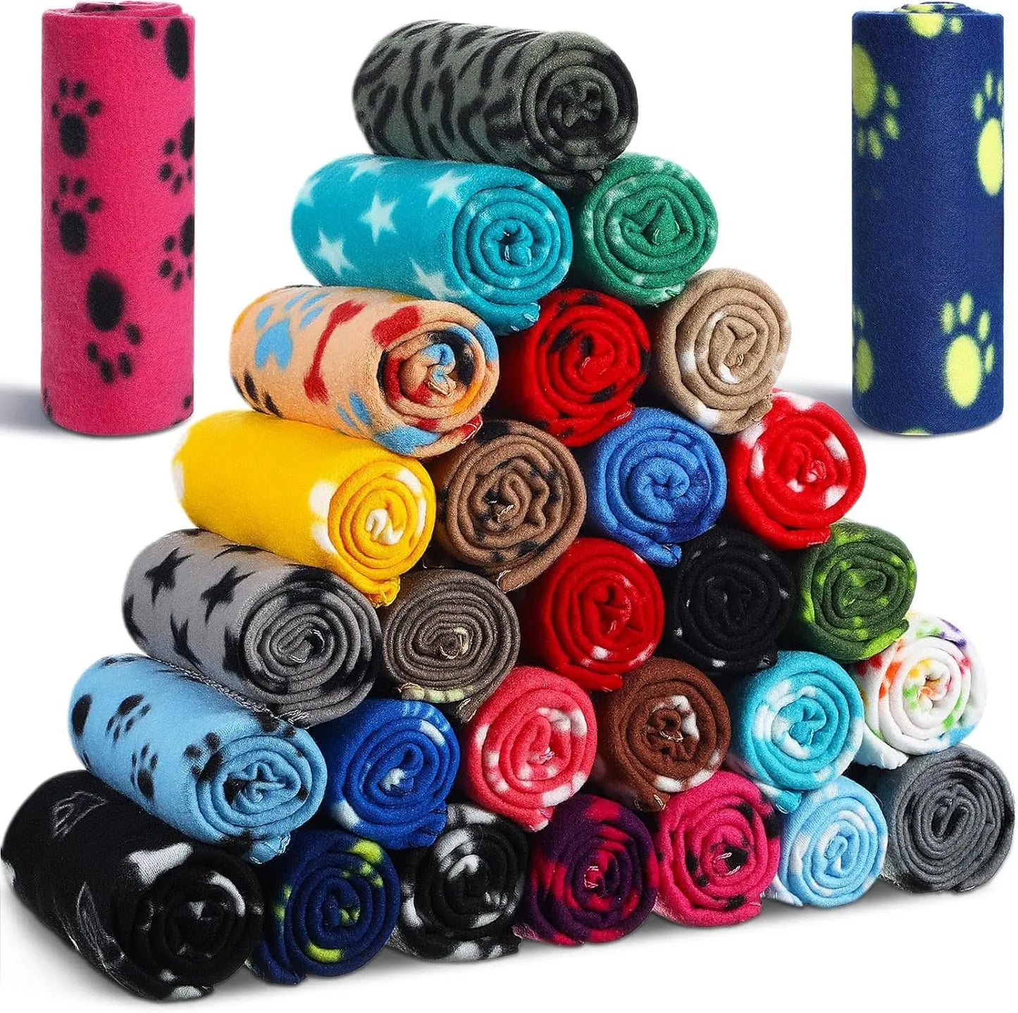 Zfgryim 28-Piece Fleece Pet Blankets Set for Dogs and Cats