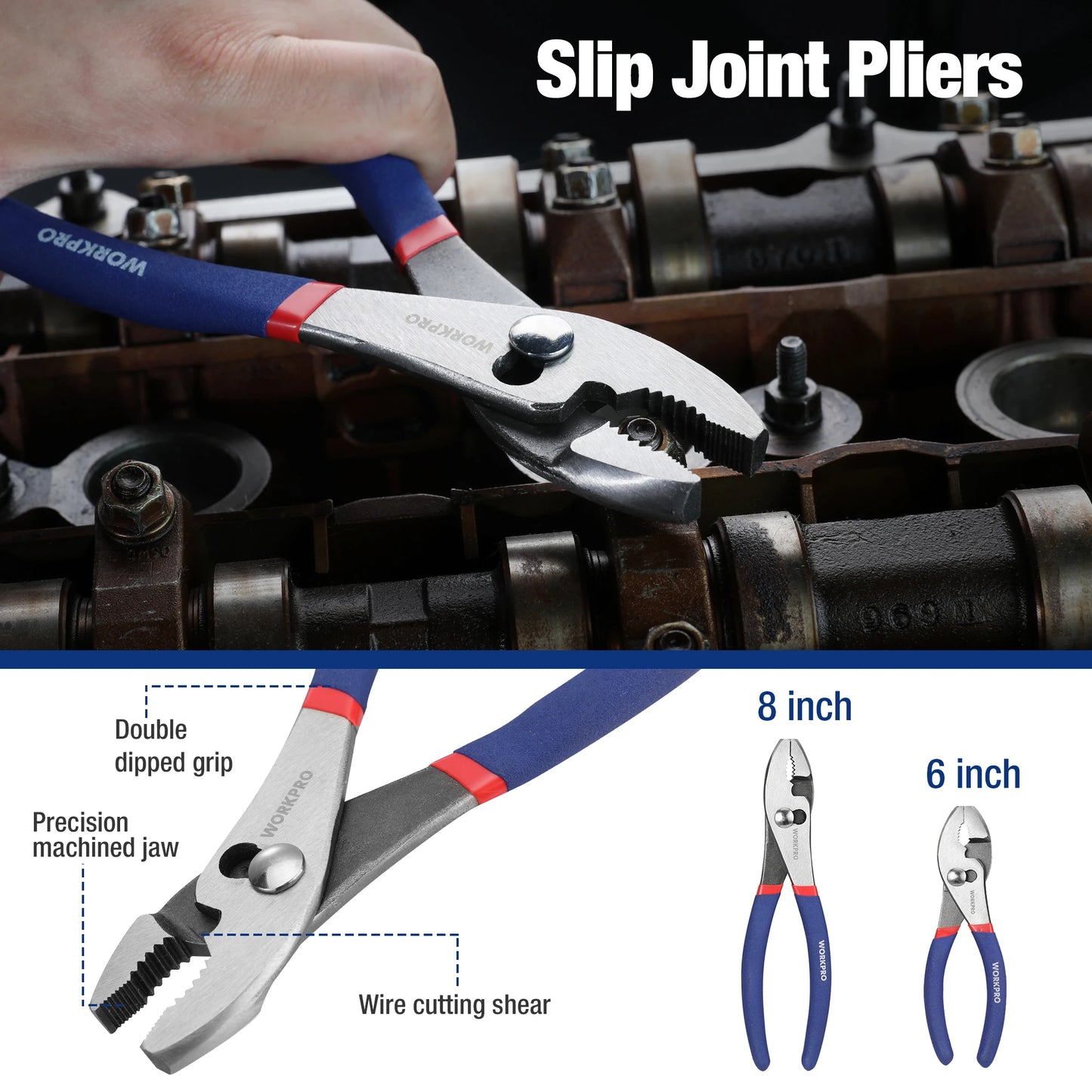 WORKPRO 7-Piece Pliers Set Includes Groove Joint And Slip Joint