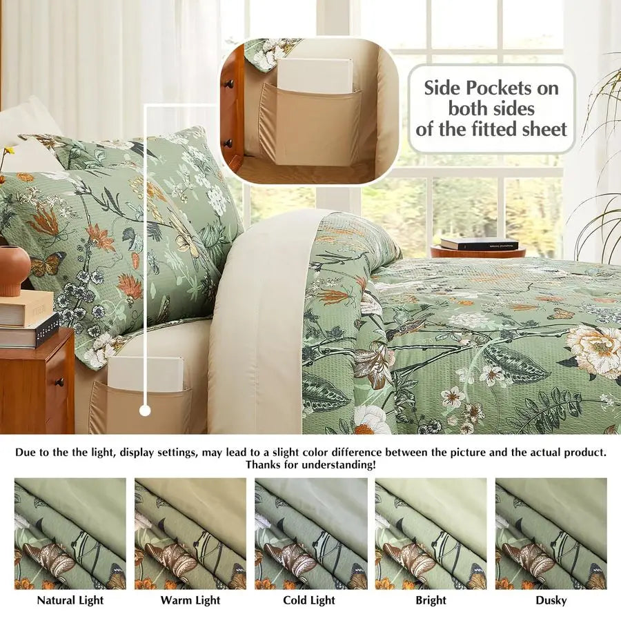 Floral Comforter Set 7 Pieces With Sheets And Pillow