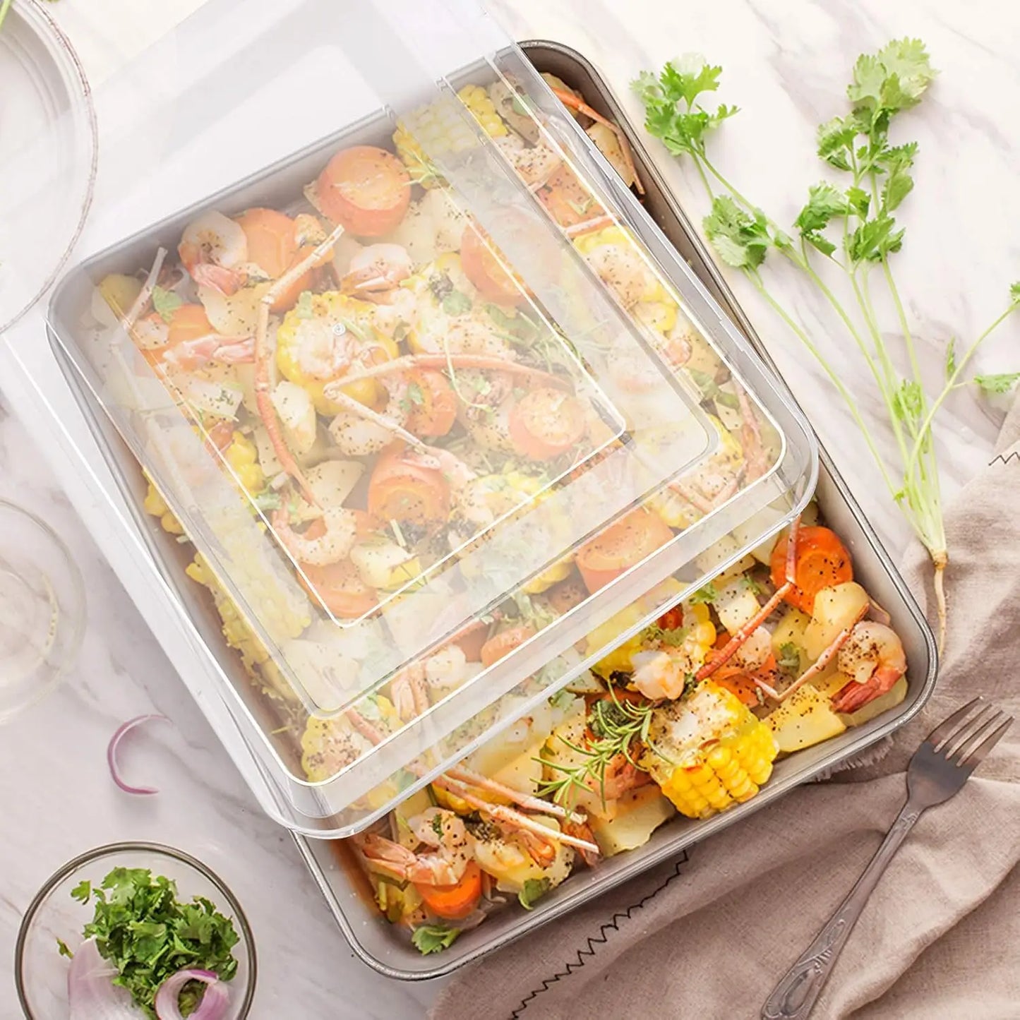 Stainless Steel Baking Pan Set with Lid and Cooling Rack
