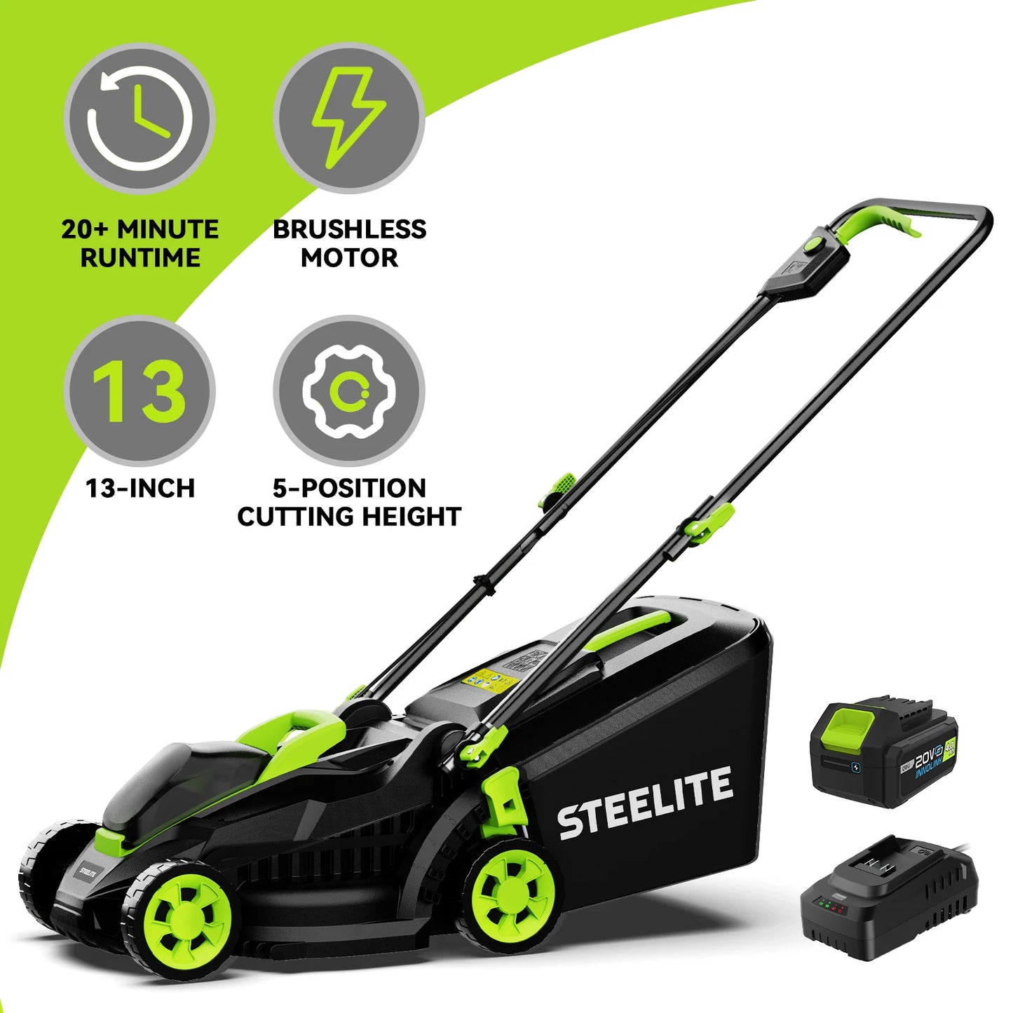 Deli Electric Lawn Mower 2 In 1 Cordless Battery Charger