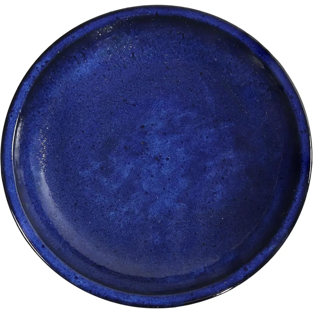 Outdoor Ceramic Bird Bath With Pedestal Glazed Bowl Frost Resistant