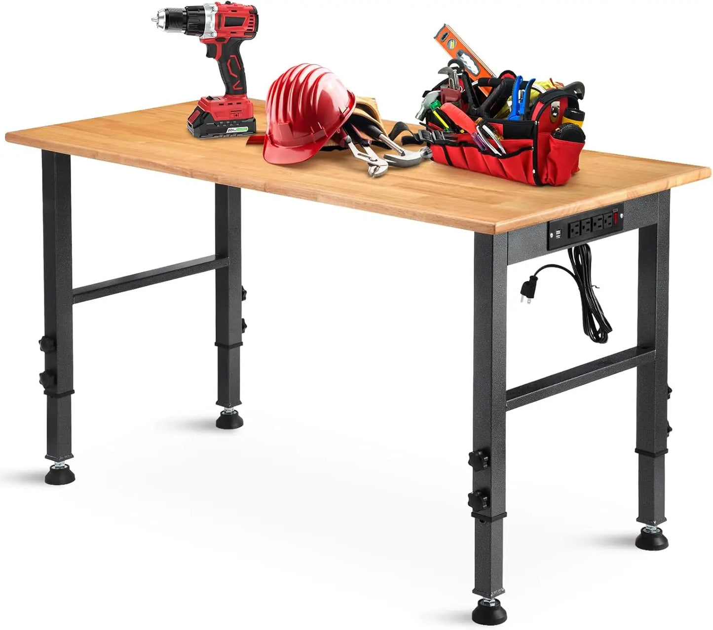 Adjustable Heavy Duty Workbench With Power Outlet 2000 Lbs Capacity