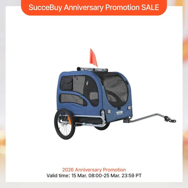 SucceBuy Pet Bike Trailer Carrier For Dogs With Reflectors
