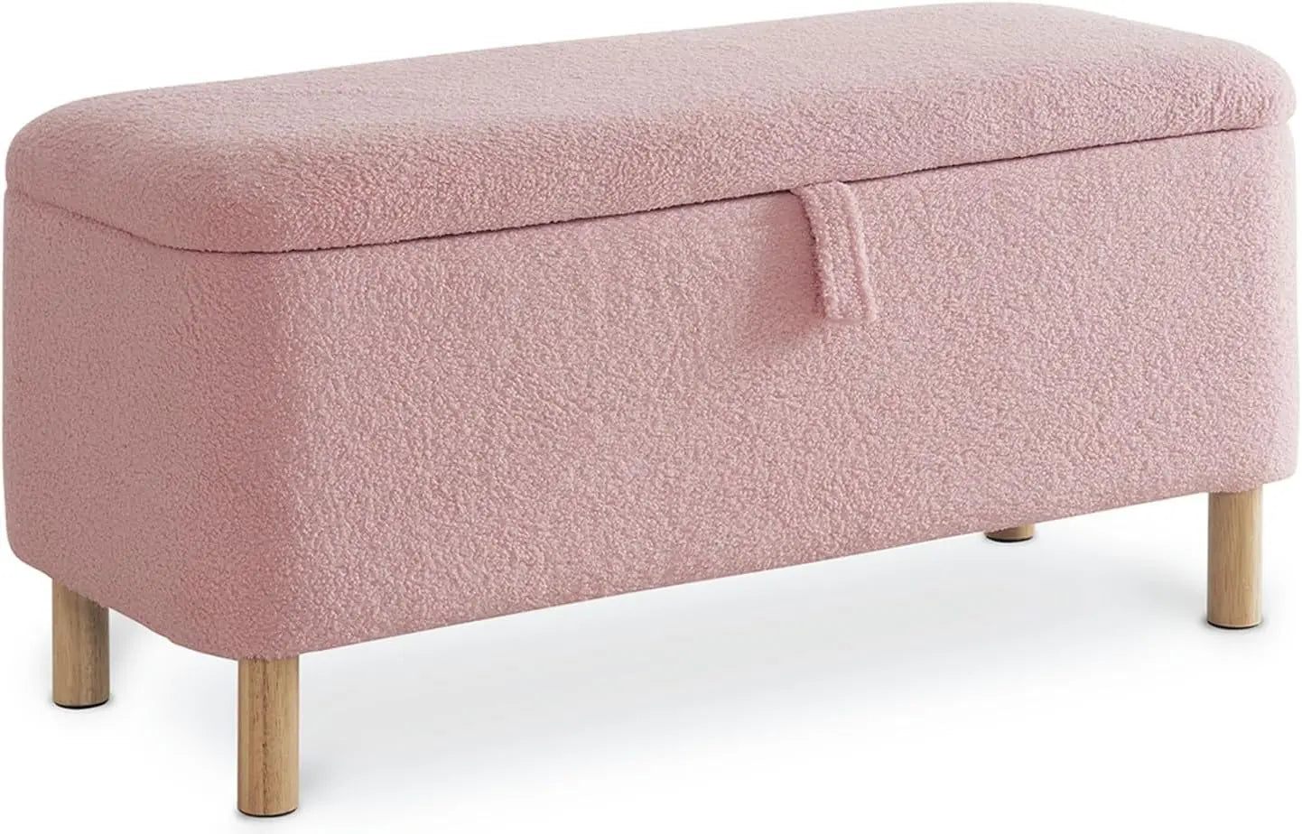 TODRAN Boucle Storage Ottoman Bench With Sherpa Upholstery