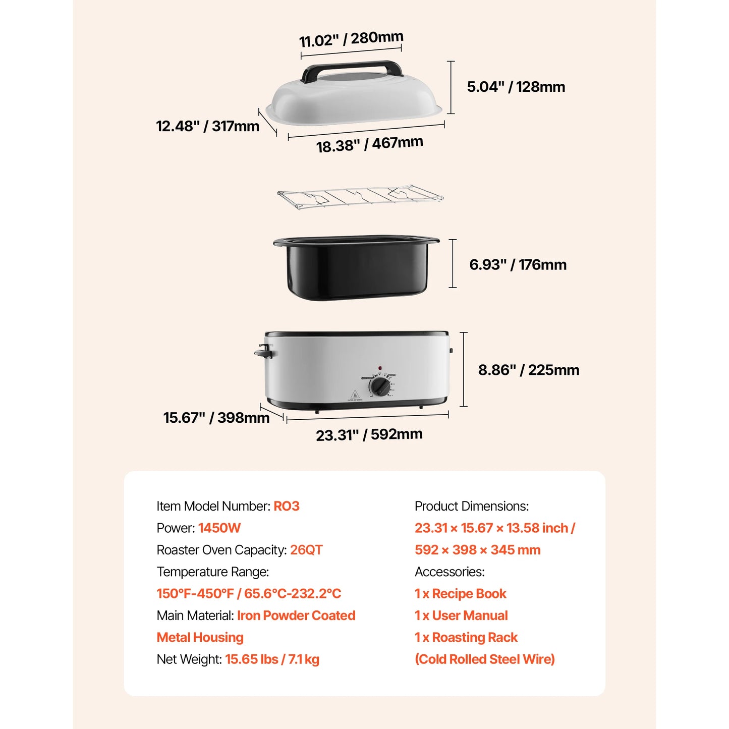 SucceBuy Roaster Oven Electric With CoolTouch Handle
