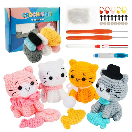Beginner Cat Crochet Kit With Accessories And Tutorial Included